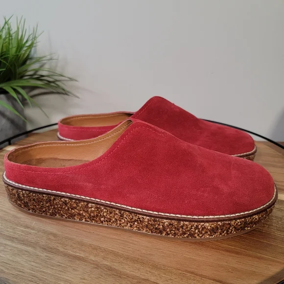 Lucky Brand | 12 Tamala Red Leather Clogs Mules Boho Comfy Casual - Picture 3 of 15